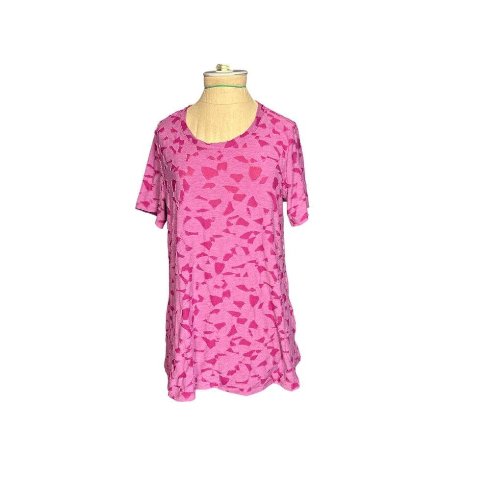 Logo Lori Goldstein Pink Distressed Tee Pockets Tunic Size Small